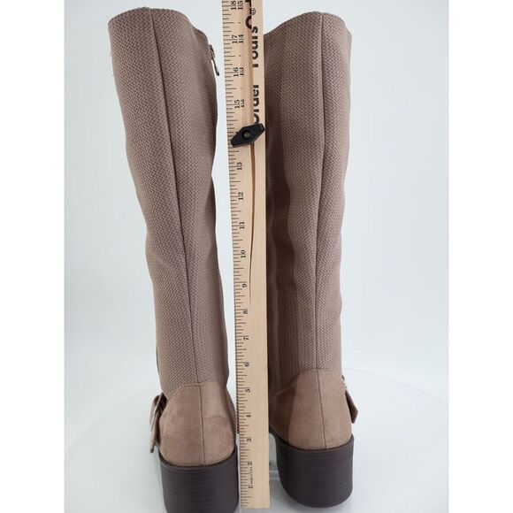BZees Women's Olympia Knee High Boot Stretch Fabric Size 11 Tan Beige Zip Up - Picture 6 of 10